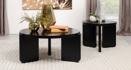 Cordova 2-piece Solid Wood Coffee and End Table Set Black product image