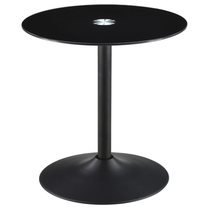 Ganso Round Metal End Table With Tempered Glass Top Black product image