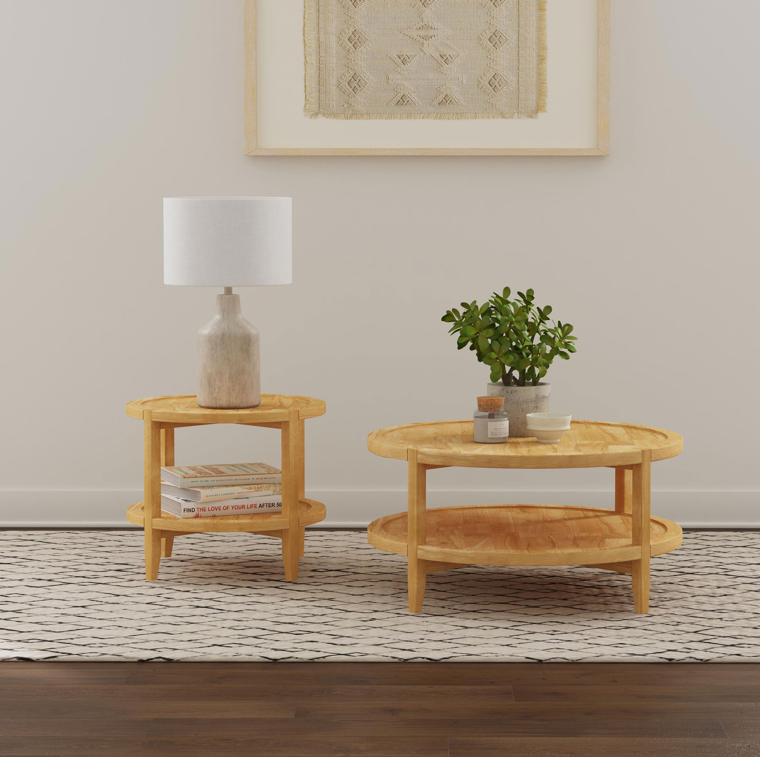 Camillo 2-piece Round Coffee and End Table Set Maple Camillo 2-piece Round Coffee and End Table Set Maple product image