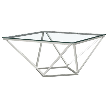 Brittania Square Glass Top Geometric Coffee Table Nickel product image