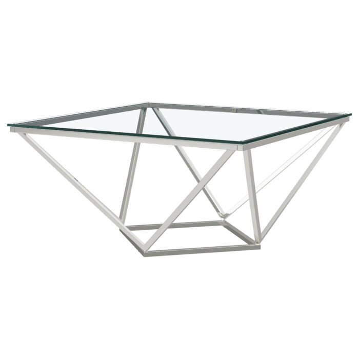 Brittania Square Glass Top Geometric Coffee Table Nickel product image