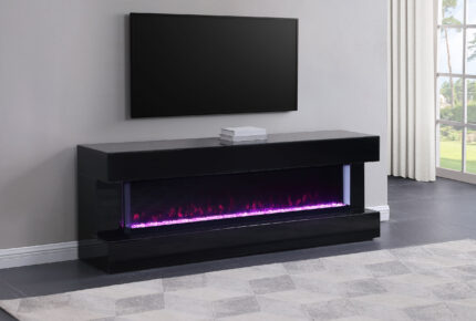 Vallerie 71-inch TV Stand with Visual Flame Box Black product image