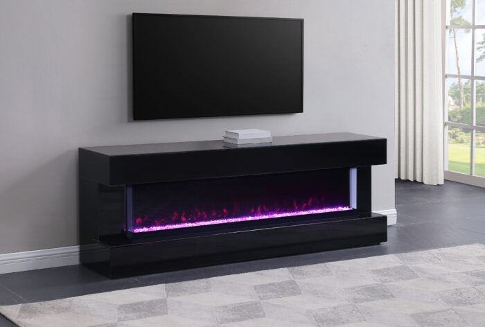 Vallerie 71-inch TV Stand with Visual Flame Box Black product image