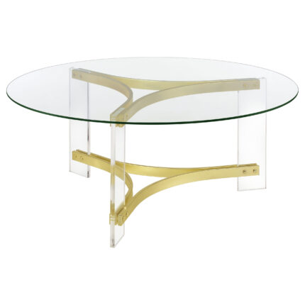 Janessa Round Glass Top Acrylic Leg Coffee Table Matte Brass product image