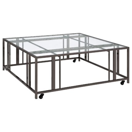 Adri Square Glass Top Coffee Table with Casters Black Nickel product image