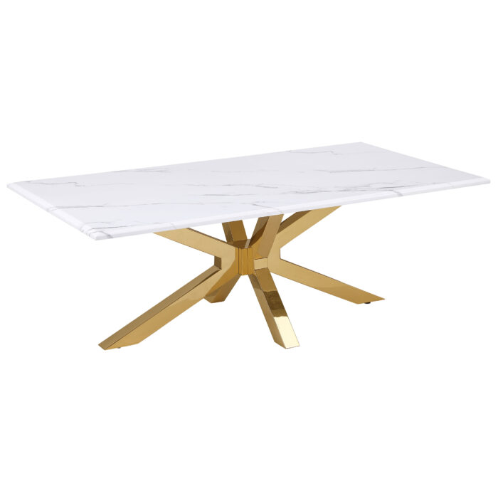 Visalia Faux Marble Top Stainless Steel Coffee Table Gold product image