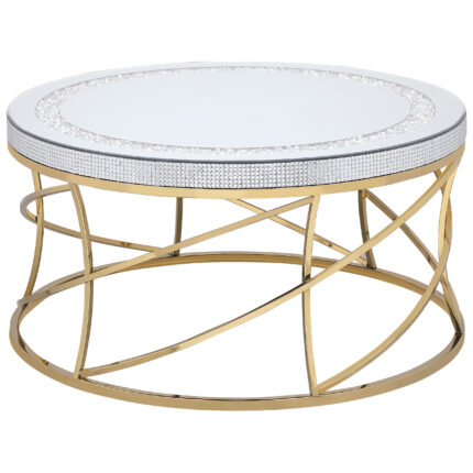 Elise Round Mirror Top Stainless Steel Coffee Table Gold product image