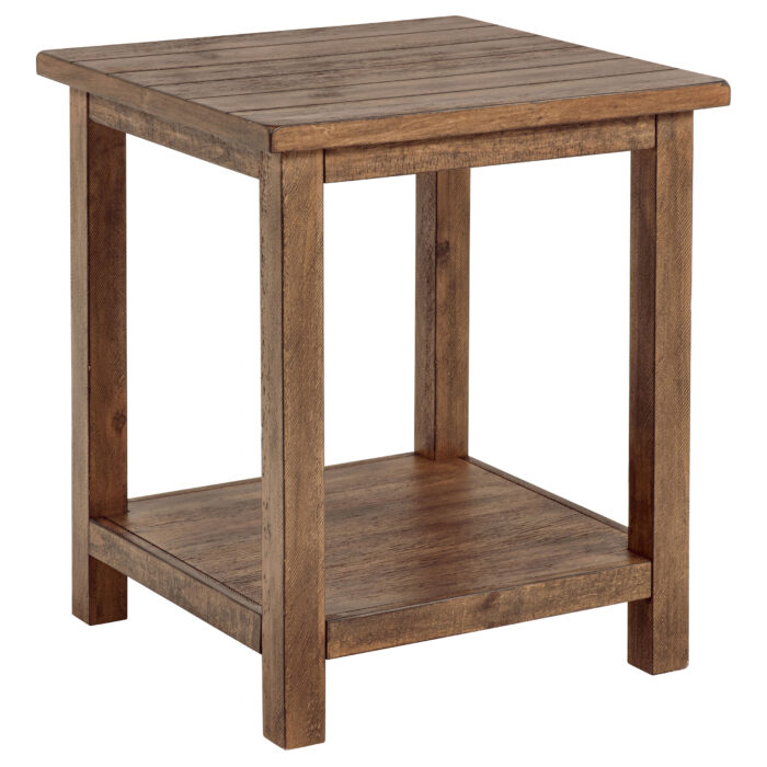 Payne Wood End Table with Shelf Distressed Brown product image