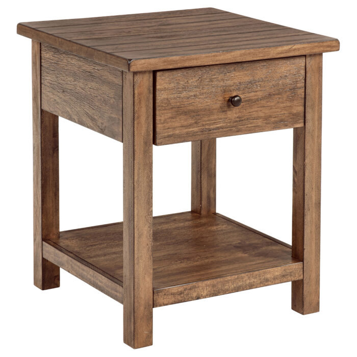 Payne 1-drawer Wood End Table with Shelf Distressed Brown product image
