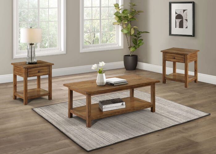 Payne 3-piece Coffee and 1-drawer End Table Set Brown product image