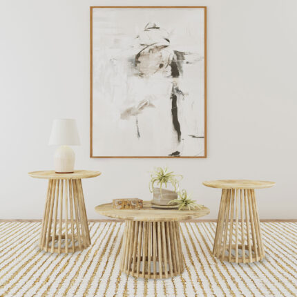 Touhy 3-piece Round Coffee and End Table Set Natural Mango product image