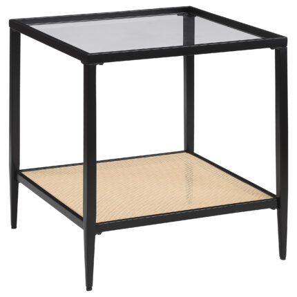 Amherst Glass Top Metal with Cane Shelf End Table Black product image