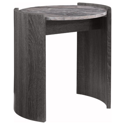 Gladstone Round Faux Marble Top End Table Distressed Grey product image