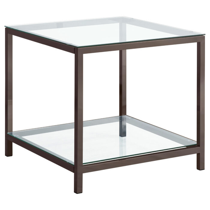 Trini 1-shelf Glass Top Side End Table Black Nickel product image