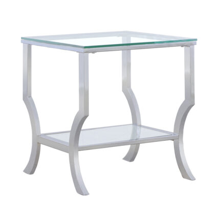 Saide Square Glass Top Side End Table Chrome product image