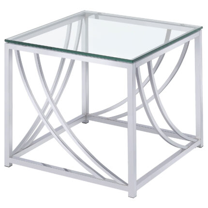 Lille Square Glass Top Side End Table Chrome product image