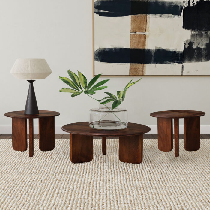 Dale 3-piece Solid Wood Coffee and End Table Set Brown product image