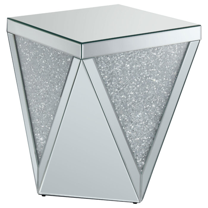 Amore Square Mirrored Acrylic Crystal Side End Table Silver product image