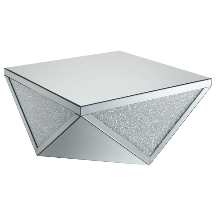 Amore Square Mirrored Acrylic Crystal Coffee Table Silver product image