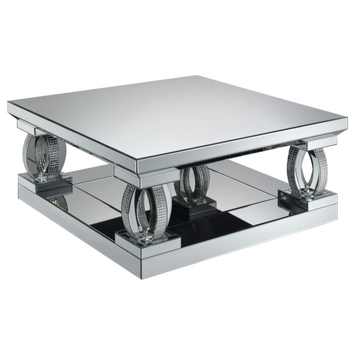 Amalia Square Mirrored Acrylic Crystal Coffee Table Silver product image