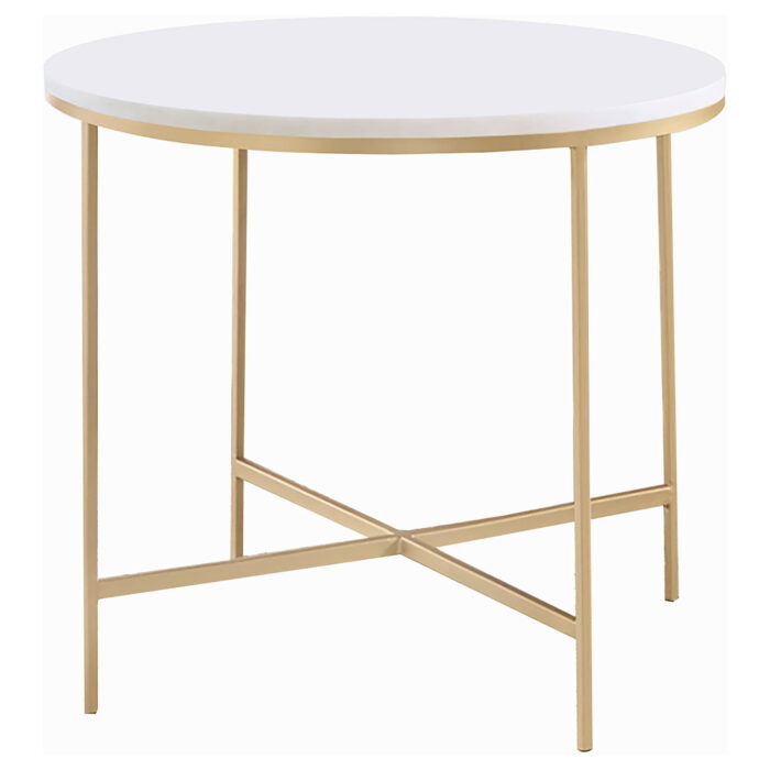 Ellison Round Marble Top Side End Table White and Gold product image