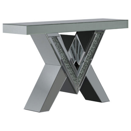 Taffeta V-shaped Mirrored Entryway Console Table Silver product image