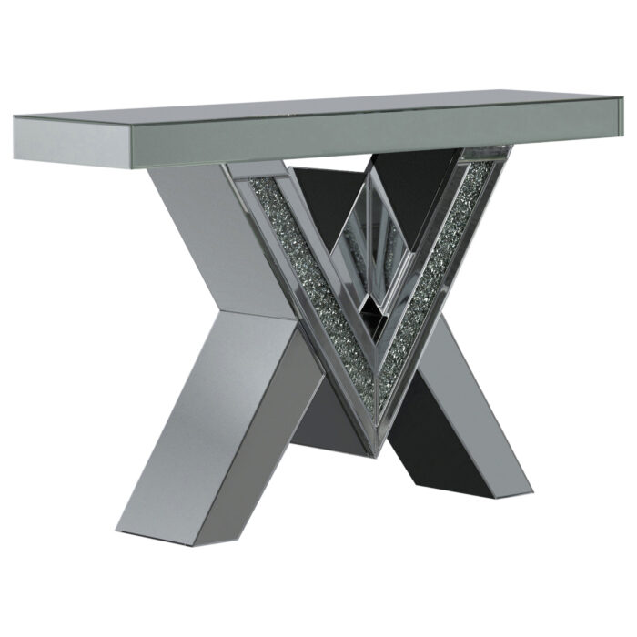 Taffeta V-shaped Mirrored Entryway Console Table Silver product image