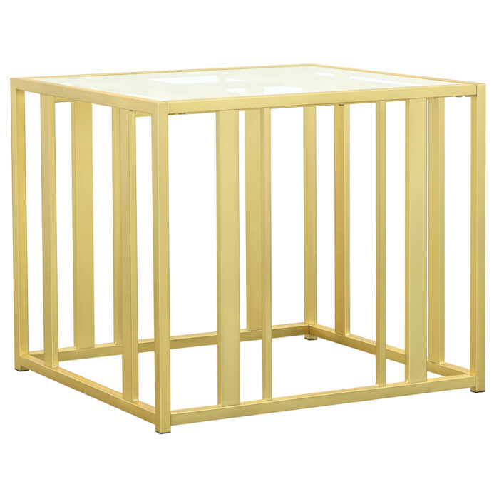 Adri Rectangular Glass Top Side End Table Matte Brass product image