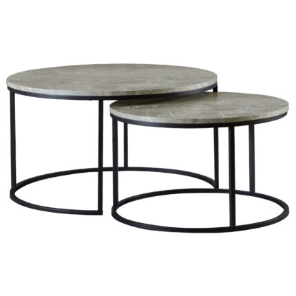 Lainey 2-piece Round Faux Marble Nesting Coffee Table Grey product image