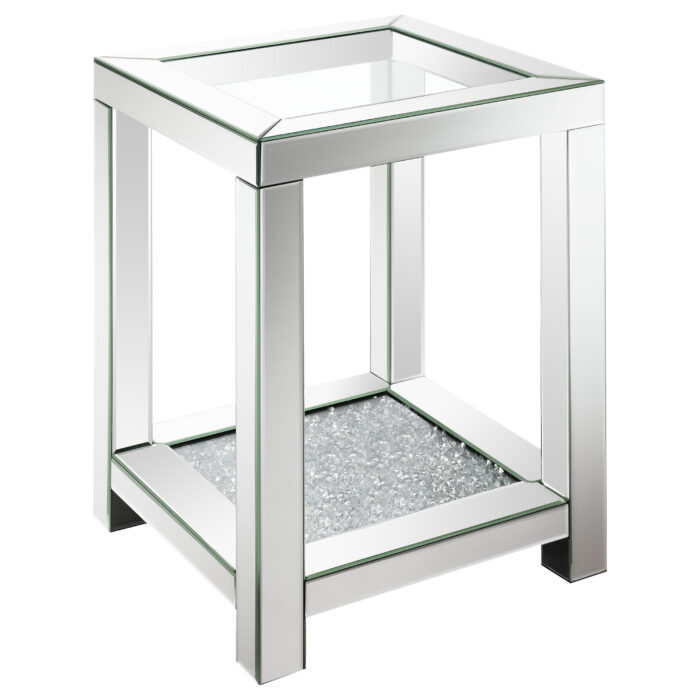Valentina 1-shelf Square Glass Top Side End Table Silver product image