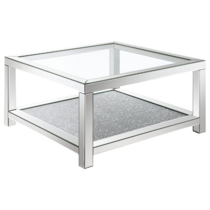 Valentina 1-shelf Square Glass Top Coffee Table Silver product image