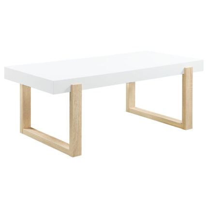 Pala Rectangular Coffee Table White High Gloss and Natural product image
