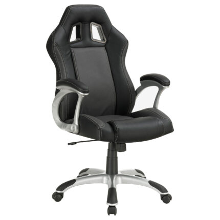 Roger Upholstered Adjustable Home Office Desk Chair Black product image