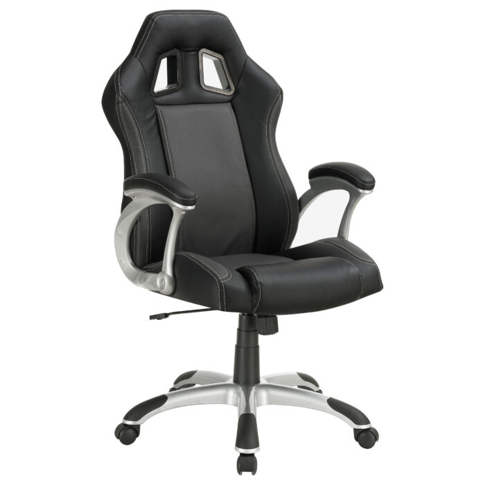 Roger Upholstered Adjustable Home Office Desk Chair Black product image