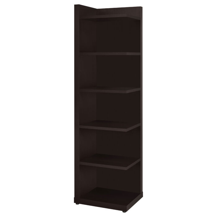 Alder 71-inch 6-shelf Corner Bookcase Cappuccino product image