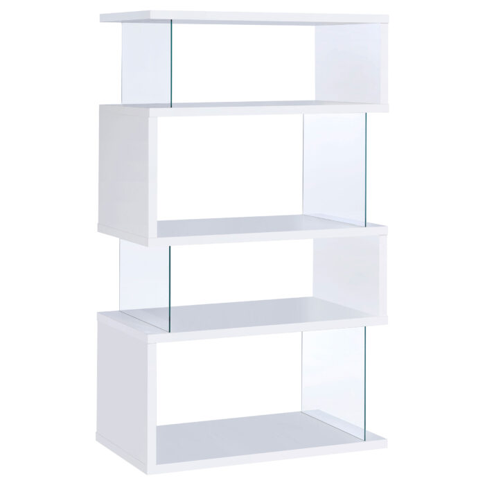 Emelle 63-inch 4-shelf Glass Panel Bookshelf White product image