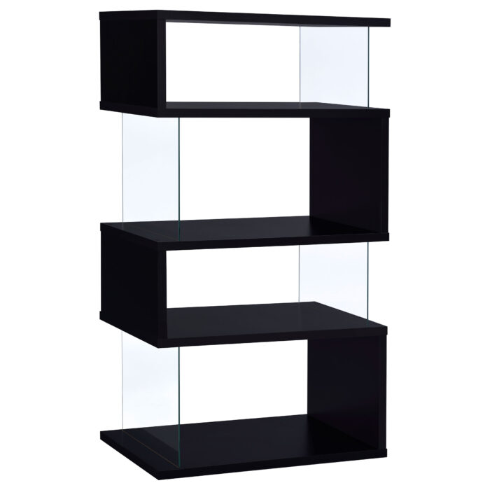 Emelle 63-inch 4-shelf Glass Panel Bookshelf Black product image
