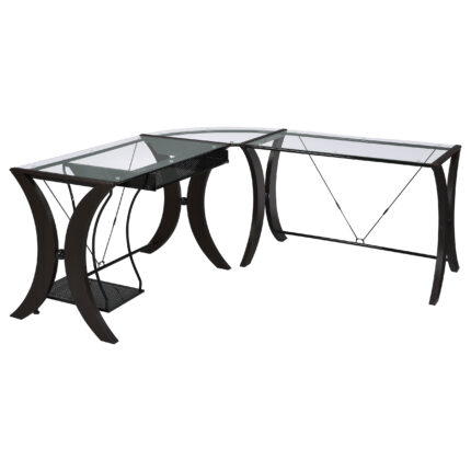 Monterey 67-inch Glass Top L-Shape Computer Desk Cappuccino product image