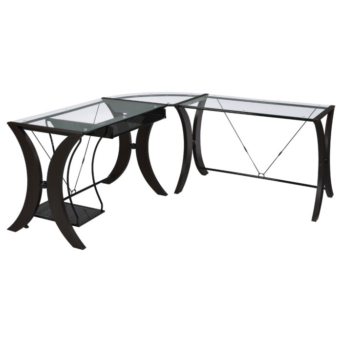 Monterey 67-inch Glass Top L-Shape Computer Desk Cappuccino product image