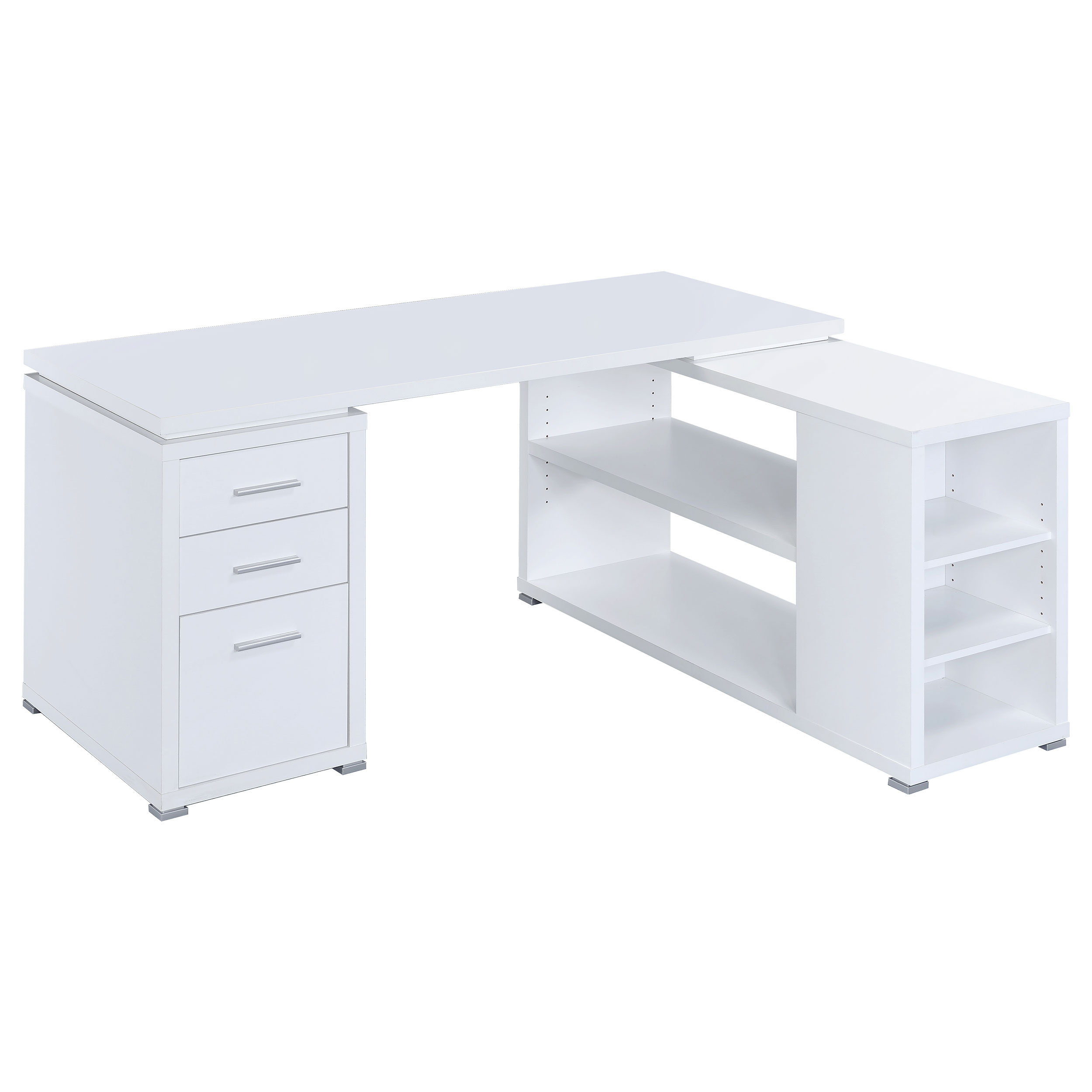 Yvette 60-inch 3-drawer L-Shape Computer Desk White Yvette 60-inch 3-drawer L-Shape Computer Desk White product image