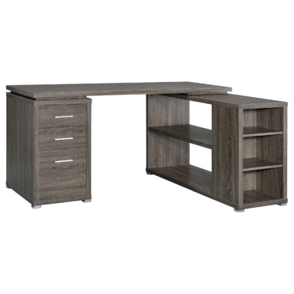 Yvette 60-inch 3-drawer L-Shape Computer Desk Weathered Grey product image