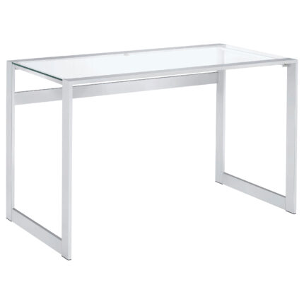 Hartford 47-inch Glass Top Writing Desk Chrome product image