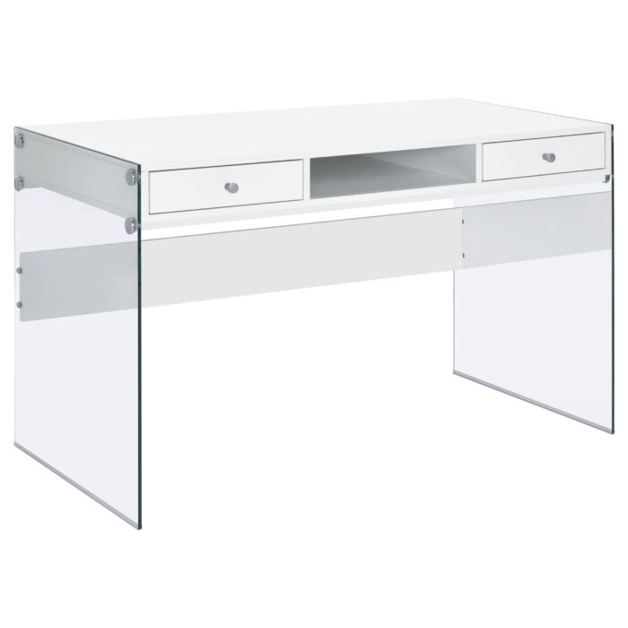 Dobrev 48-inch 2-drawer Writing Desk White High Gloss product image