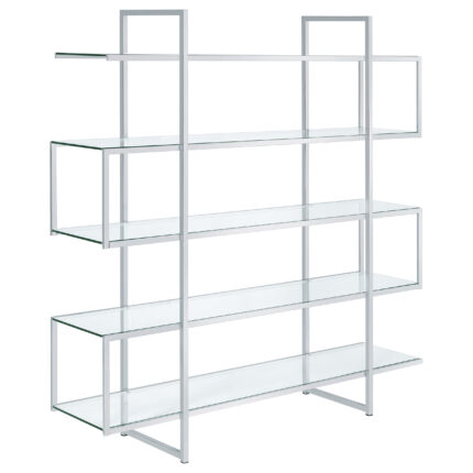Elmer 63-inch 5-shelf Bookshelf Clear and Chrome product image