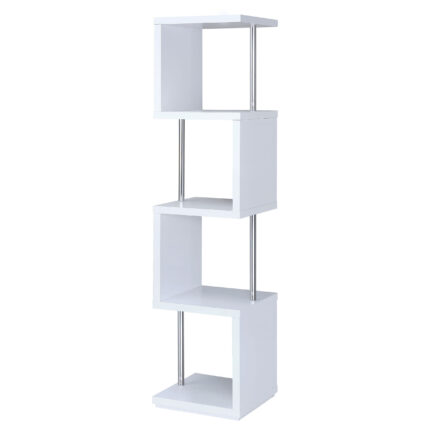 Baxter 67-inch 4-shelf Bookshelf White and Chrome product image