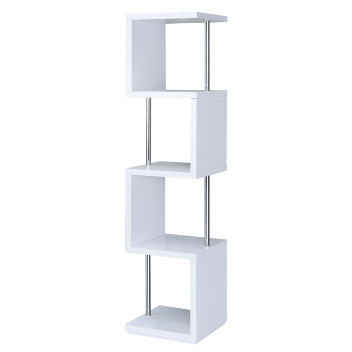 Baxter 67-inch 4-shelf Bookshelf White and Chrome product image