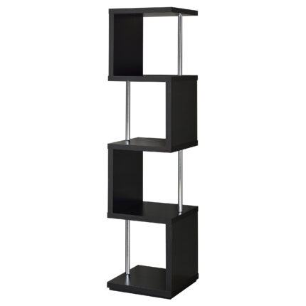 Baxter 67-inch 4-shelf Bookshelf Black and Chrome product image