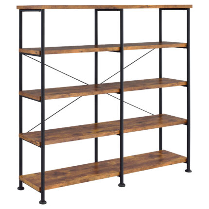 Analiese 63-inch 4-shelf Double Bookshelf Rustic Nutmeg product image