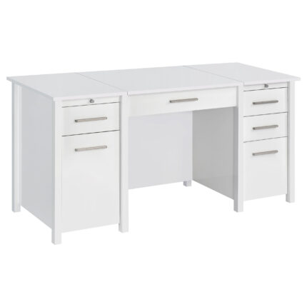 Dylan 60-inch 4-drawer Lift Top Office Desk White High Gloss product image