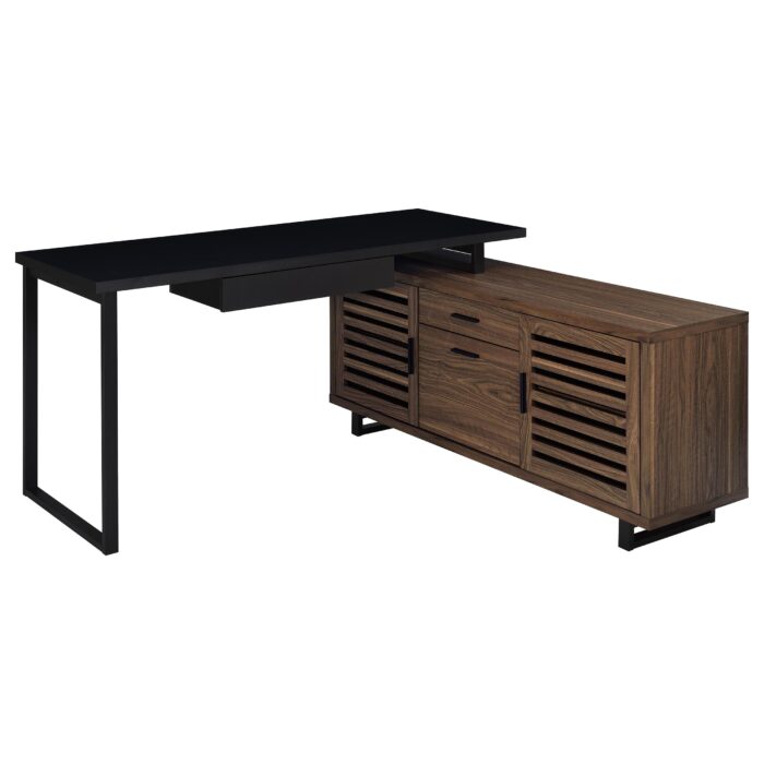 Maddox 60-inch L-Shape Office Computer Desk Black and Walnut product image